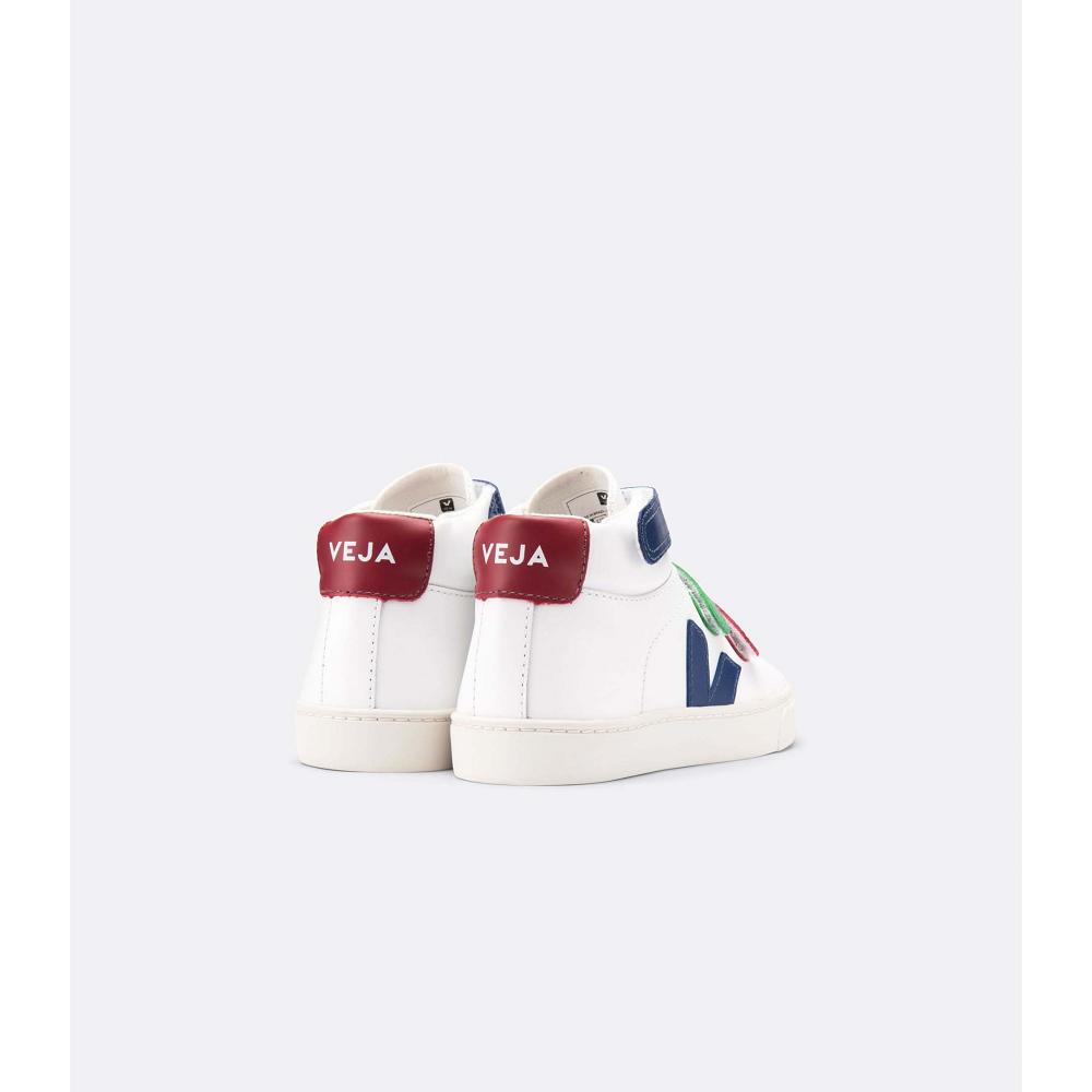 White/Red Kids' Veja ESPLAR MID LEATHER High Tops | AU 684TCE